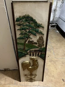 Vintage Mid Century Modern Wall Art Gravel Pebbles Mosaic Rooster - Picture 1 of 7