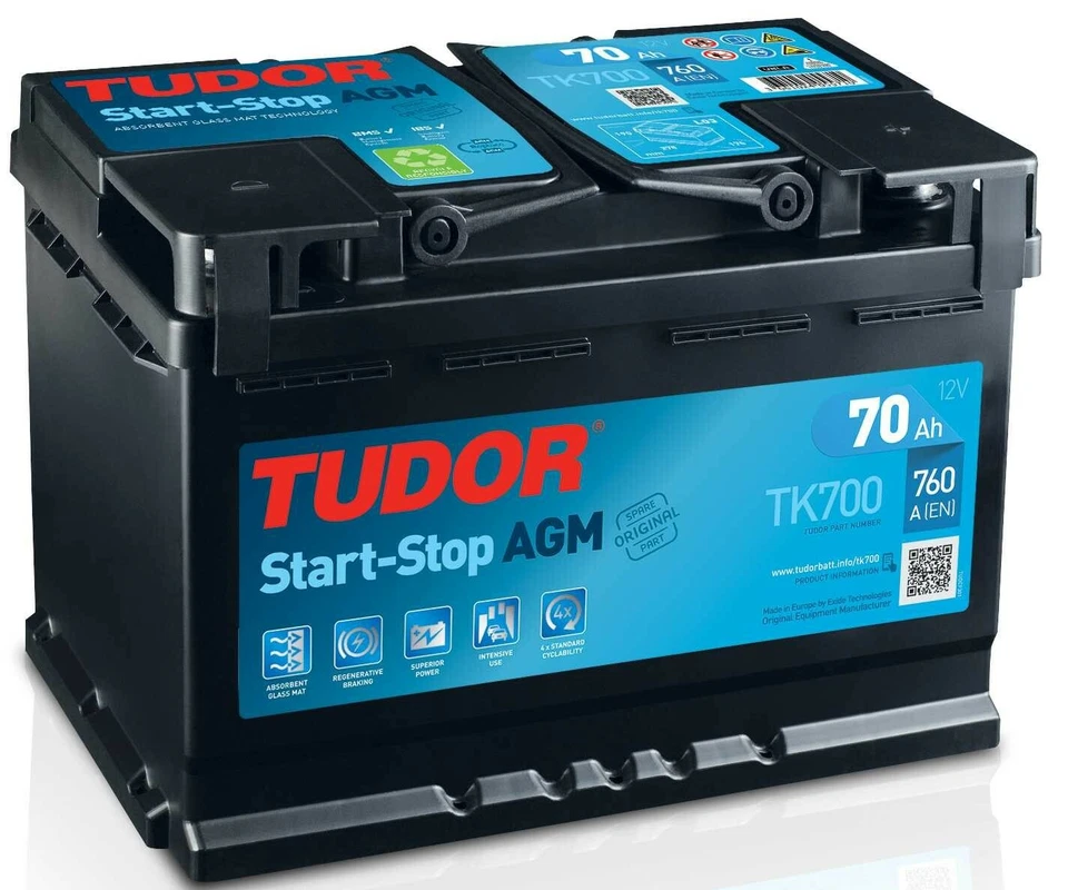 Batería TUDOR START-STOP AGM TK700 70Ah 760A - Imagen 1 de 1