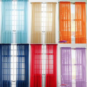 2 Piece Sheer voile Window Elegance Curtains drape treatment 63, 84 length