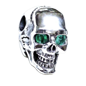 dr. skull Anhänger 925 Silber Smaragd Augen Totenkopf Kelten Schamane Gothik 04 - Bild 1 von 6