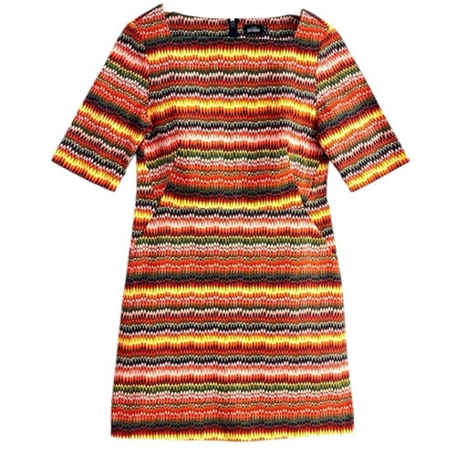 Abito donna Kate Spade scollo quadrato multicolore cambio lunghezza ginocchio taglia 8 preppy