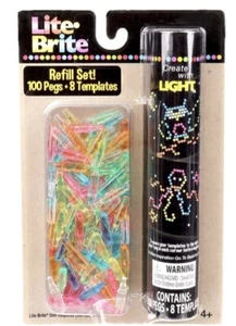 Lite-Brite Peg and Template Refill Pack - 100 Pegs and 8 Reusable Templates - Picture 1 of 2