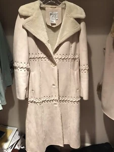 Nordstrom Ivory Long Faux Fur Faux Suede Coat Xs Nwot - Picture 1 of 2