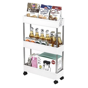 3 Tier Kitchen Narrow Rolling Cart Slim Storage Cart Pantry Utility Cart Rack - Picture 1 of 10