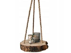 Handmade Wood Slice Shelf with Jute Cord - Perfect for Flowers and Candles - Picture 1 of 6