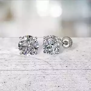 .25 ct. Sparkling Lab-Created Diamond Screw Back Stud Earrings - 14k White Gold - Picture 1 of 3