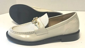 Steve Madden Loafers Leather Women Cream 8.5M Linka Slip On Satin Patent - Picture 1 of 15