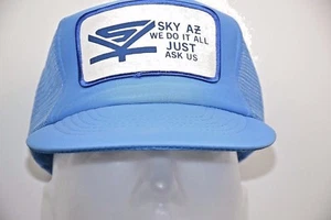 Sky AZ Truckermütze blau Schaumstoff Netz Medium Large passt aufgenähtem Patch Vintage 1980er - Bild 1 von 8