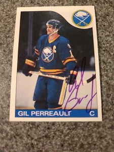 GILBERT PERREAULT BUFFALO SABRES 1985-86 OPC Autographed Card # 160 HOFer w/LOA - Picture 1 of 2