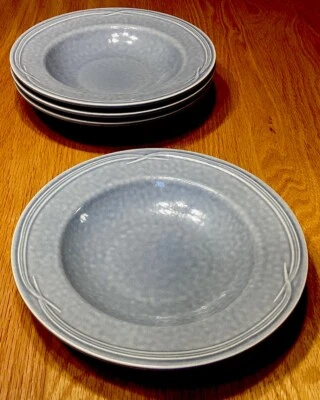 Juego de 4 cuencos de pasta sopa borde agua gres Pfaltzgraff borde azul Foto 1 de 4