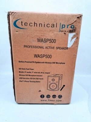 Sistema de megafonía Technical Pro WASP500 alimentado por batería con micrófono VHF inalámbrico Foto 1 de 4