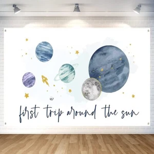 6x3.6ft Space 1st Birthday Backdrop Planets First Trip Around the Sun Prop - Picture 1 of 6