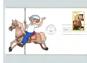 Hand Painted CAROUSEL HORSES, # 1 of 1 made, 1988 Sandusky, Ohio FDC - Picture 1 of 1