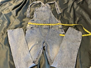 Old Navy Girl’s XL Blue Denim Distressed Overalls 26.5” Inseam - Picture 1 of 17