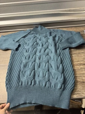 Aran Crafts Sweater Mens Large Blue Cable Knit Fisherman Wool Made Ireland - Image 1 of 4