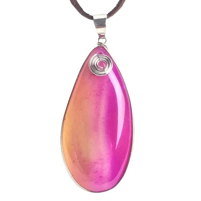 Gargantilla colgante translúcida amarilla púrpura collar ágata 19 pulgadas Foto 1 de 4