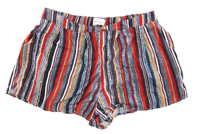NWT Mustard Seed 100% Rayon Red Grey Orange Stripe Pocket Chino Shorts Large - Image 1 of 4