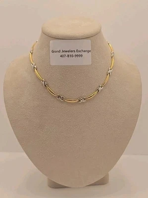 Collar XO Abrazos y Besos Oro 14k Dos Tonos 16" 13.69G Foto 1 de 4