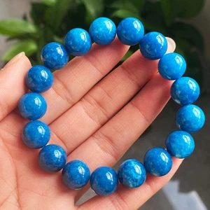 11.8mm Natural Light Blue Apatite Crystal Beads Bracelet - Picture 1 of 6