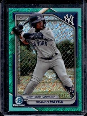 2024 Bowman Brando Mayea Chrome Prospects Aqua Shimmer Refractor #/125 Yankees - Image 1 of 2