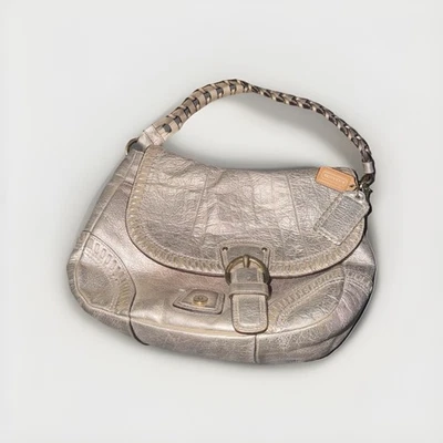 Bolso de Hombro Coach Poppy WhipStitch Metálico Platino, Cuero, RARO Foto 1 de 2