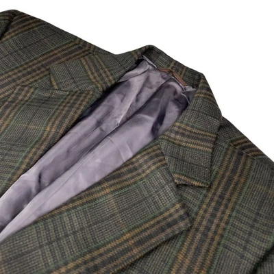 Holland & Sherry Men's Flannel Blazer Brown/Green Plaid | Elbow Pads • USA • 48R - Image 1 of 4