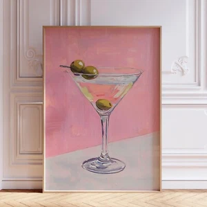Girly Pink Dirty Martini Cocktail Bar Wall Art Print - Picture 1 of 6