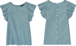 Polo Ralph Lauren Girls 10 Chambray Top Flutter Sleeves 100% Cotton WORN ONCE - Picture 1 of 9