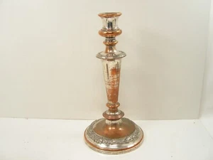 ANTIQUE FRENCH ART NOUVEAU SILVER PLATED ON COPPER CANDLESTICK 10" INCHES - Picture 1 of 10