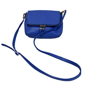 Bolso Bandolera Talbots Cuero Azul Pequeño Informal Cartera Cremallera Solapa Preppy - Imagen 1 de 13
