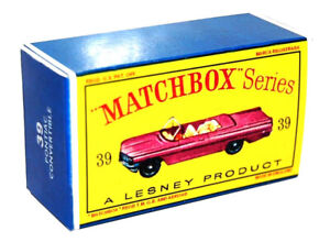Matchbox Lesney No 39 PONTIAC CONVERTIBLE TRUCK Empty Repro Box style D