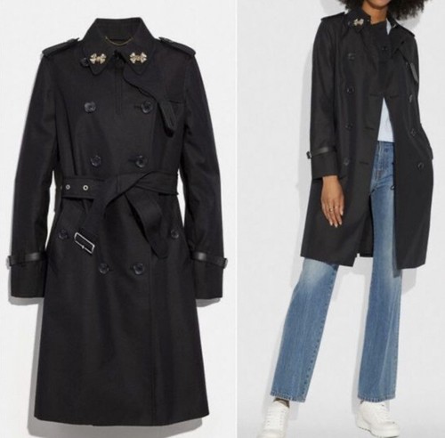 Trench coat Coach impreziosito fiocco strass carino classico pelle fibbia 4 $695