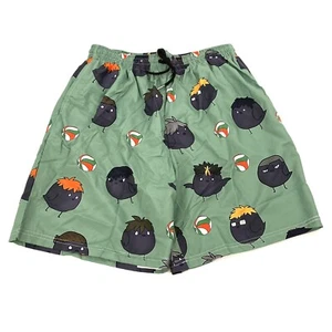 Boys Size M Medium Green Swim Trunks Volleyball Cartoon Graphic Print w Pockets - Picture 1 of 9