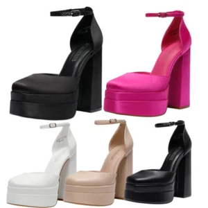US Women Ankle Strap High Chunky Platform Wedding Party Dress Pump Shoe - Picture 1 of 27