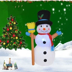 Weihnachten aufblasbare Schneemann mit Besendekor eingebaute LED-Leuchten - 5 Fuß - Bild 1 von 7