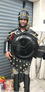 Roman Armor Muscle Jacket with Roman Helmet Arm Guard Shoulder & Shield Suit - Picture 1 of 6