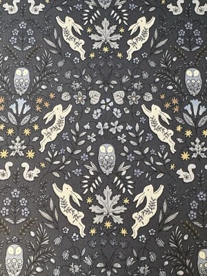 Fat Quarter Kokka Co Soten Owl Rabbit Squirrel Leaves Flowers 100% Cotton Fabric - Image 1 of 3