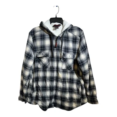 Camisa Tough Duck para mujer Sherpa forrada a cuadros con capucha talla XL Foto 1 de 4