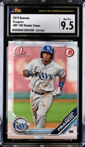 ⭐️ WANDER FRANCO 2019 BOWMAN 1st PROSPECT #BP-100 CSG 9.5 MINT+ GRADED CARD RC🔥 - Picture 1 of 2