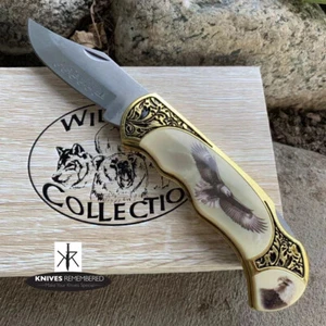 7.5" Personalized Knife, WILD LIFE COLLECTION Knife w/ Wooden Collection Box - Picture 1 of 5