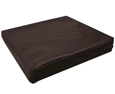 pe247t French Roast Brown Faux Leather Classic Pattern 3D Box Seat Cushion Cover - Image 1 of 4