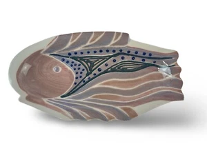 Vintage Abstract Fish Shaped Art Pottery 14” Platter Glazed Signed Daley ‘92 - Picture 1 of 10