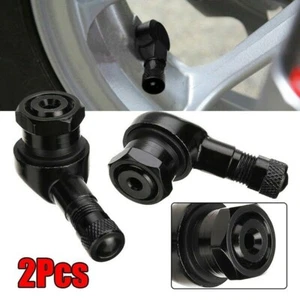 2 90 Gradi Alluminio Moto Cerchio Pneumatico Valvola Gambo Nero 11.3mm - Picture 1 of 12