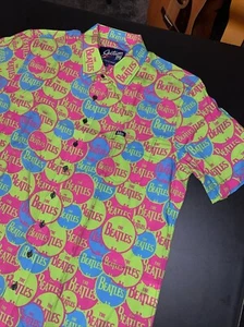 The Beatles Section 119 Button Up Shirt SZ Lasrge Beatles Circles Short Sleeve - Picture 1 of 15