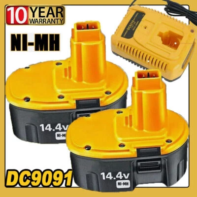 2X 4.8Ah 14.4V For DEWALT DC9091 XRP Battery DW9091 DW9094 DE9091 DE9092 Charger