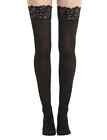 Black Heart Womens Size M/l Black Corset Laceup Thigh High Stockings