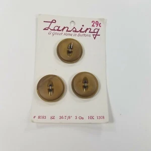 Vintage Lansing Two Hole Flat Buttons New Old Stock Dark Yellow Gold 7/8" - Picture 1 of 4