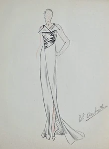 Atelier VIONNET - Dessin original - Crayon - Robe 418 - Imagen 1 de 2