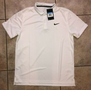 Mens Nike Dri-Fit Short Sleeve Tennis Polo White CJ1537-100 NWT $45