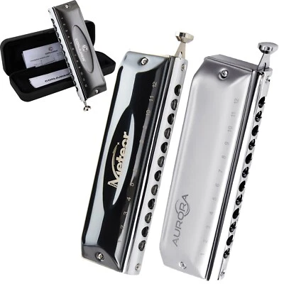 12 Hole Chromatic Harmonica C Key Mouth Organ Professional Harmonica with Case - Image 1 of 4